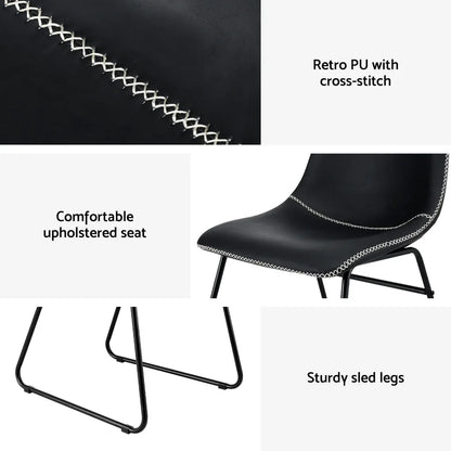 Artiss 4x Dining Chairs Retro PU Leather Kitchen Lounge Cafe Accent Chair Black - Mekamart Australia