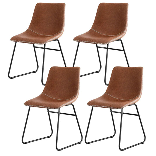 Artiss 4x Dining Chairs Retro PU Leather Kitchen Lounge Cafe Accent Chair Brown - Mekamart Australia