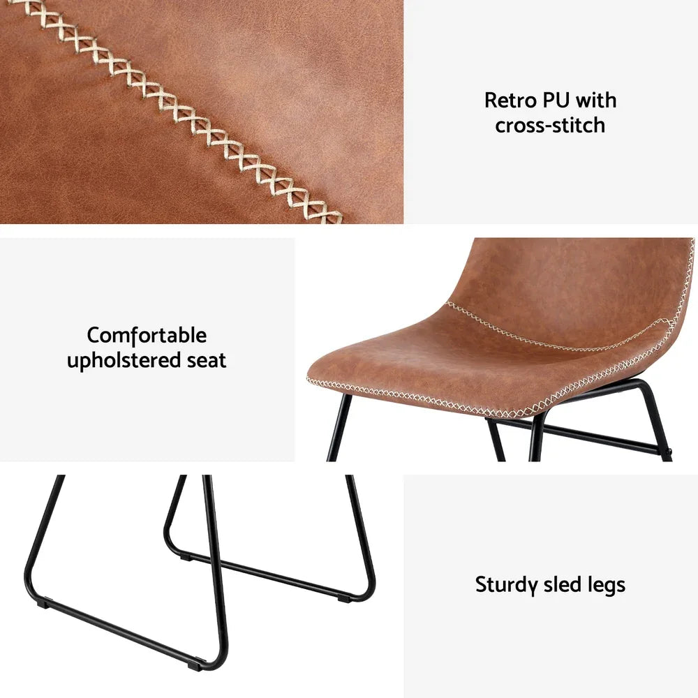 Artiss 4x Dining Chairs Retro PU Leather Kitchen Lounge Cafe Accent Chair Brown - Mekamart Australia