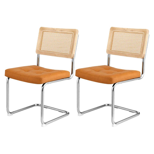 Artiss Dining Chairs Set of 2 PU Leather Rattan Cantilever Brown - Mekamart Australia