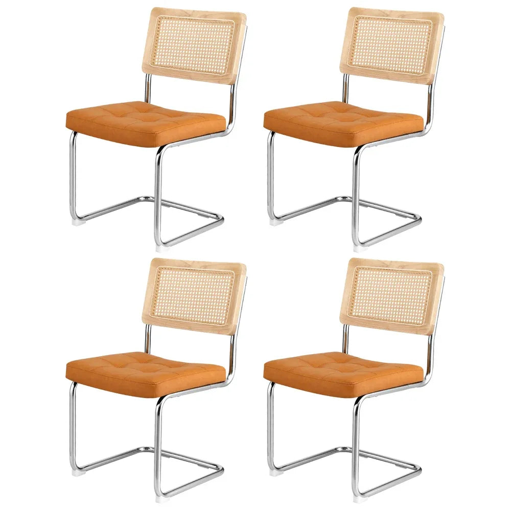 Artiss Dining Chairs Set of 4 PU Leather Rattan Cantilever Brown - Mekamart Australia