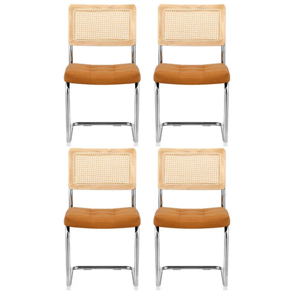 Artiss Dining Chairs Set of 4 PU Leather Rattan Cantilever Brown - Mekamart Australia