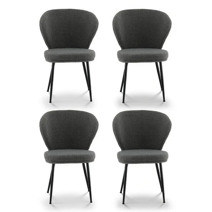Artiss 4x Dining Chairs Sherpa Boucle Wing Back Grey - Mekamart Australia