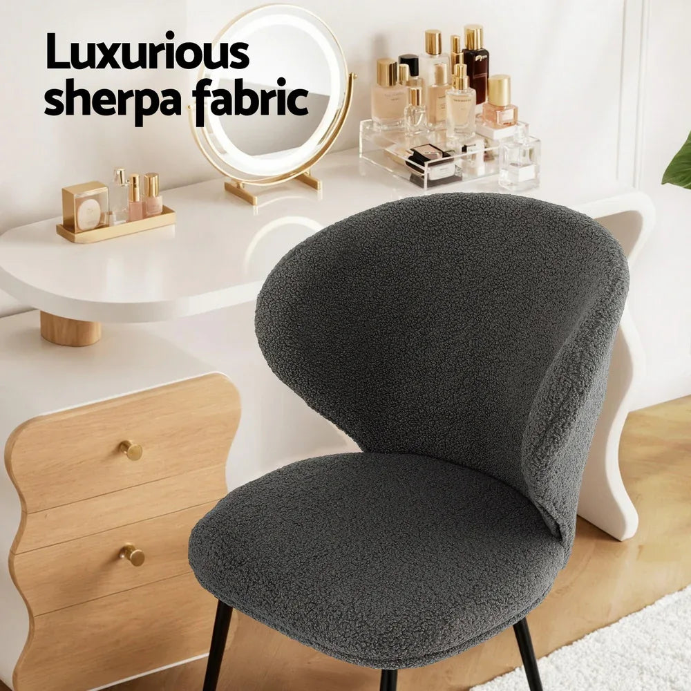 Artiss 4x Dining Chairs Sherpa Boucle Wing Back Grey - Mekamart Australia