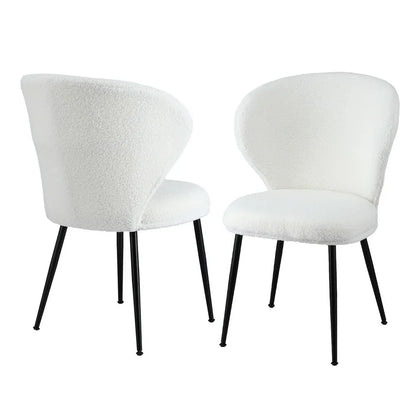 Artiss 2x Dining Chairs Sherpa Boucle Wing Back White - Mekamart Australia