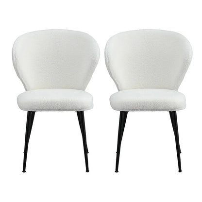 Artiss 2x Dining Chairs Sherpa Boucle Wing Back White - Mekamart Australia