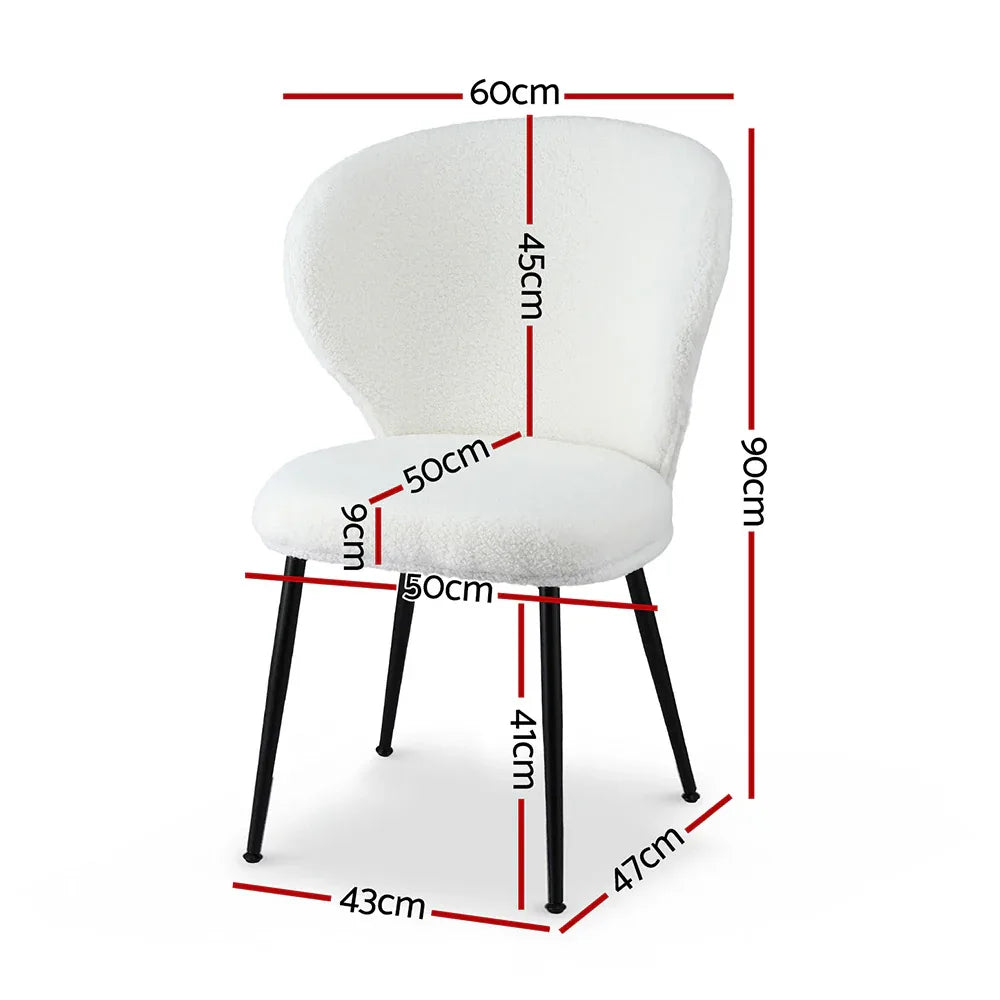 Artiss 4x Dining Chairs Sherpa Boucle Wing Back White - Mekamart Australia