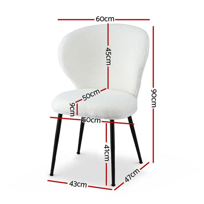 Artiss 4x Dining Chairs Sherpa Boucle Wing Back White - Mekamart Australia