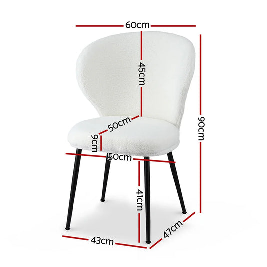 Artiss 4x Dining Chairs Sherpa Boucle Wing Back White - Mekamart Australia