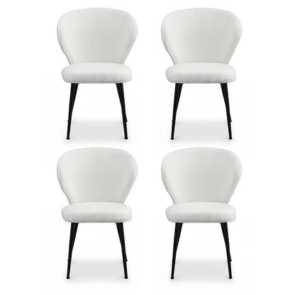 Artiss 4x Dining Chairs Sherpa Boucle Wing Back White - Mekamart Australia