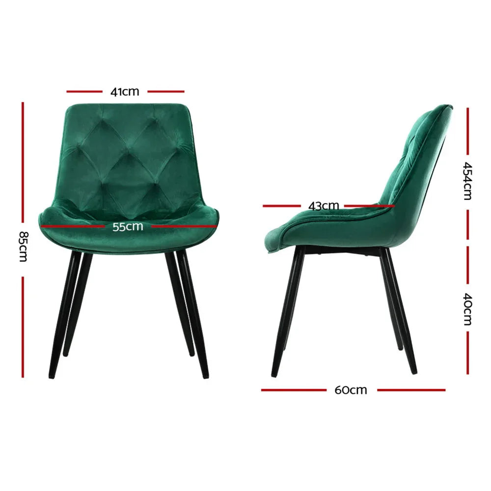 Artiss Dining Chairs Set of 4 Velvet Diamond Tufted Green - Mekamart Australia
