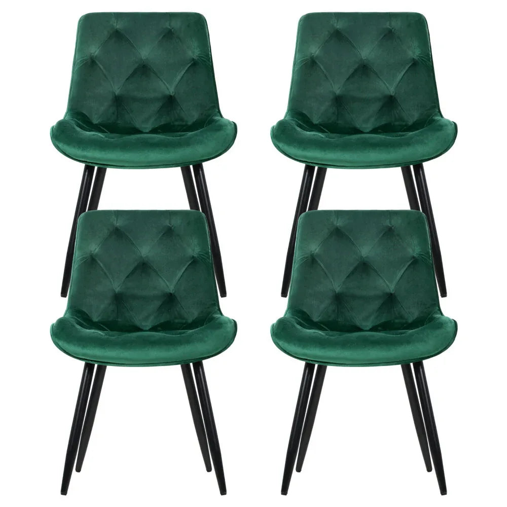 Artiss Dining Chairs Set of 4 Velvet Diamond Tufted Green - Mekamart Australia