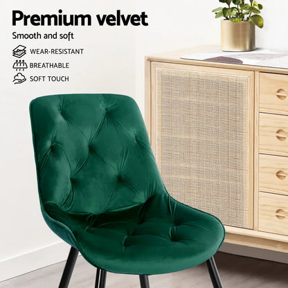 Artiss Dining Chairs Set of 4 Velvet Diamond Tufted Green - Mekamart Australia