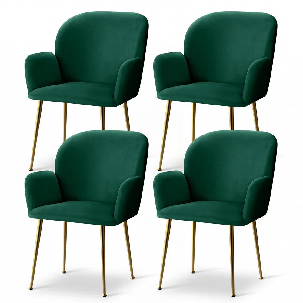 Artiss Dining Chairs Set of 4 Velvet Armchair Green - Mekamart Australia
