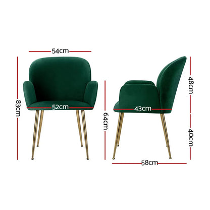 Artiss Dining Chairs Set of 4 Velvet Armchair Green - Mekamart Australia