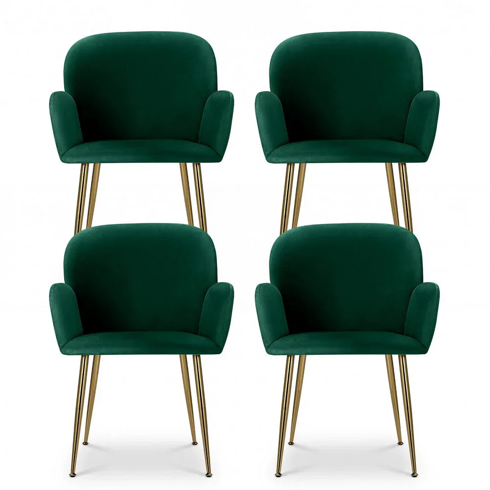 Artiss Dining Chairs Set of 4 Velvet Armchair Green - Mekamart Australia