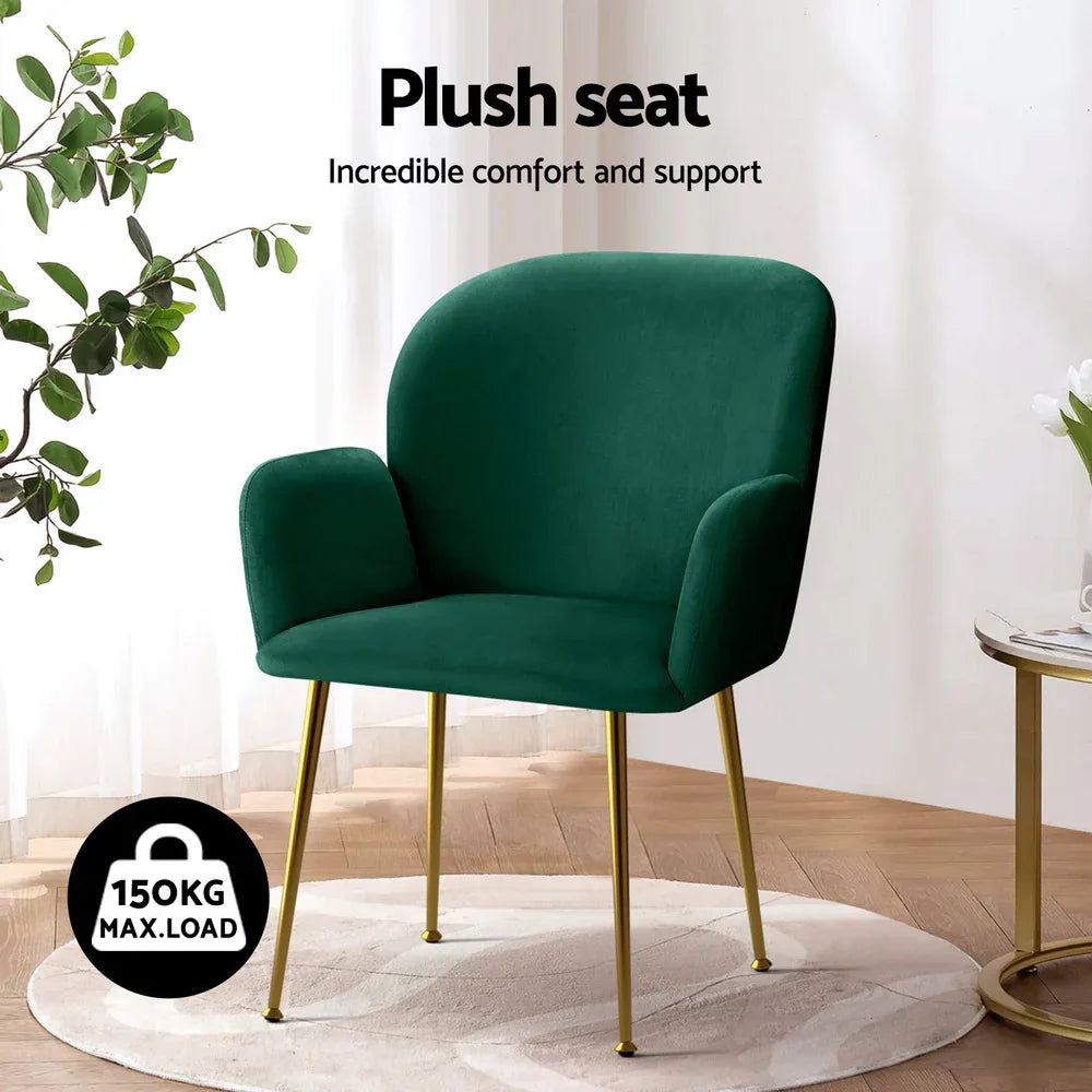 Artiss Dining Chairs Set of 4 Velvet Armchair Green - Mekamart Australia