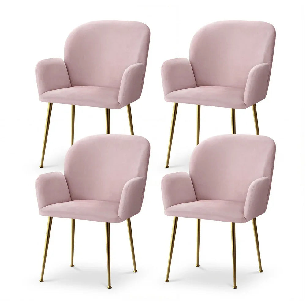 Artiss Dining Chairs Set of 4 Velvet Armchair Pink - Mekamart Australia