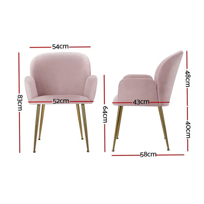 Artiss Dining Chairs Set of 4 Velvet Armchair Pink - Mekamart Australia