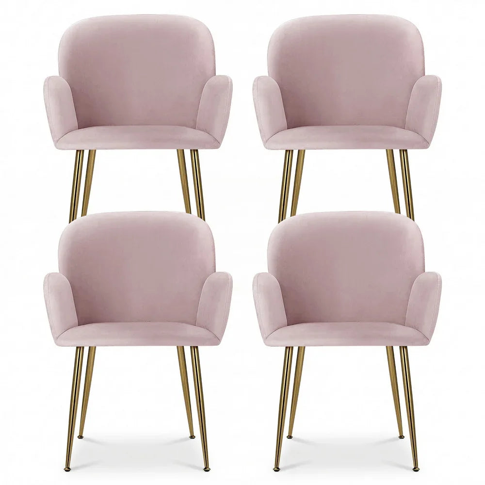 Artiss Dining Chairs Set of 4 Velvet Armchair Pink - Mekamart Australia