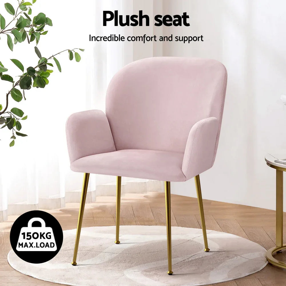 Artiss Dining Chairs Set of 4 Velvet Armchair Pink - Mekamart Australia