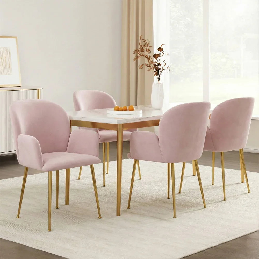 Artiss Dining Chairs Set of 4 Velvet Armchair Pink - Mekamart Australia