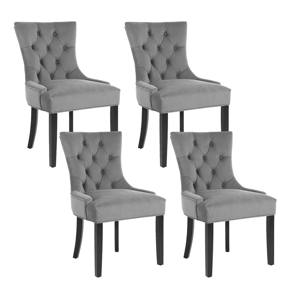 Artiss Dining Chairs Set of 4 Velvet French Provincial Grey - Mekamart Australia