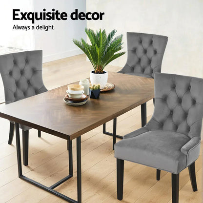 Artiss Dining Chairs Set of 4 Velvet French Provincial Grey - Mekamart Australia