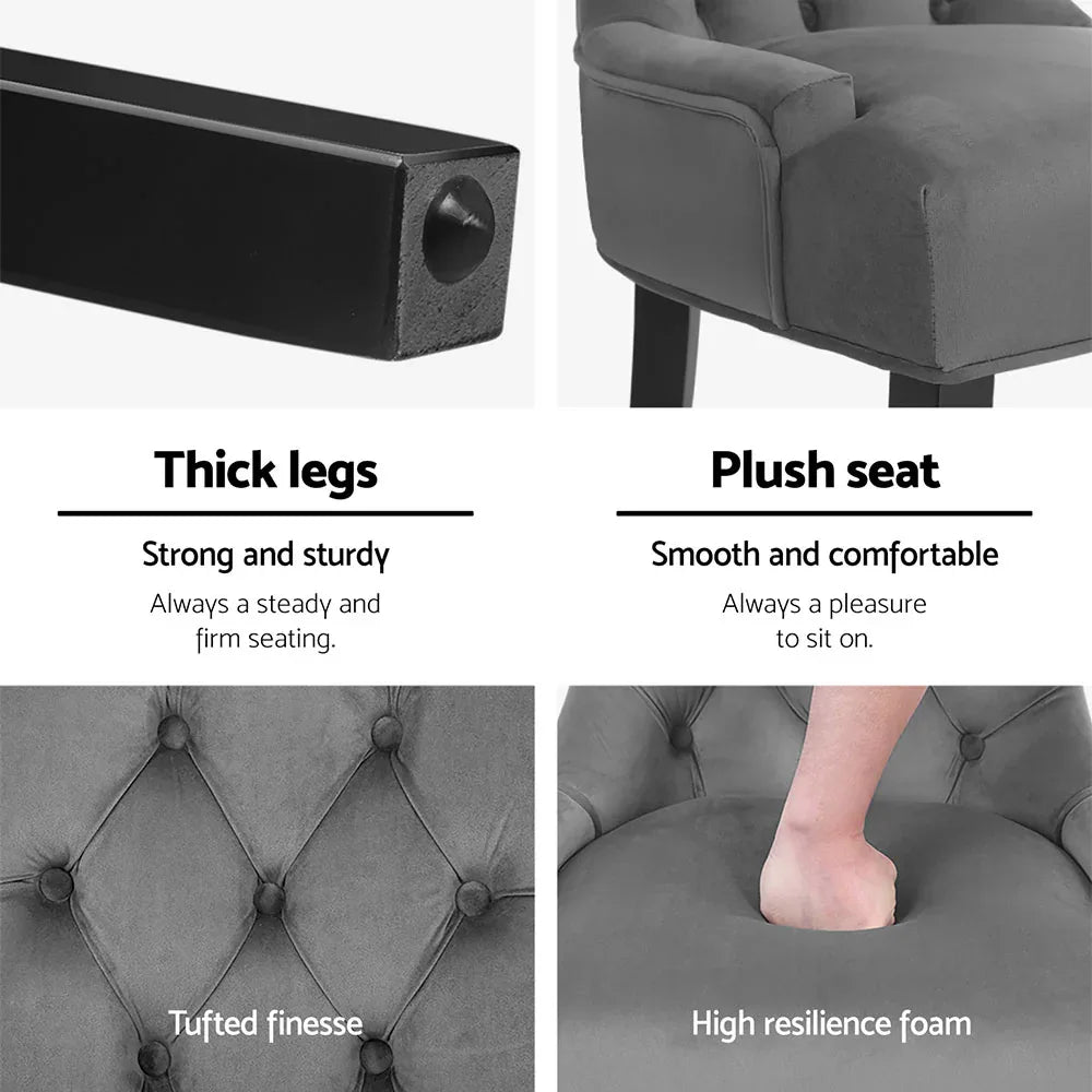 Artiss Dining Chairs Set of 4 Velvet French Provincial Grey - Mekamart Australia