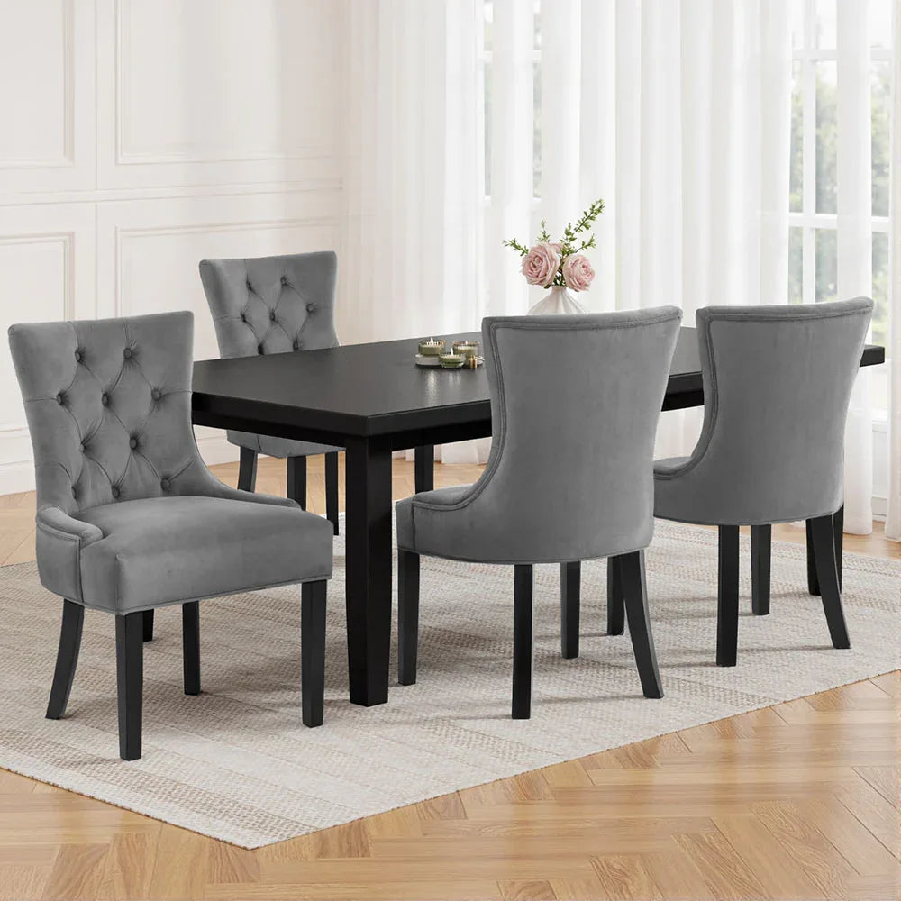 Artiss Dining Chairs Set of 4 Velvet French Provincial Grey - Mekamart Australia