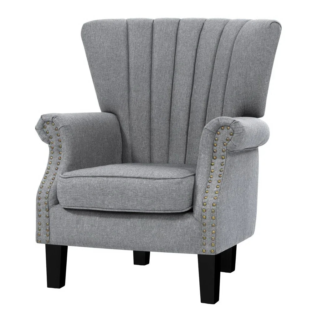 Artiss Armchair Wingback Grey Andrew - Mekamart Australia