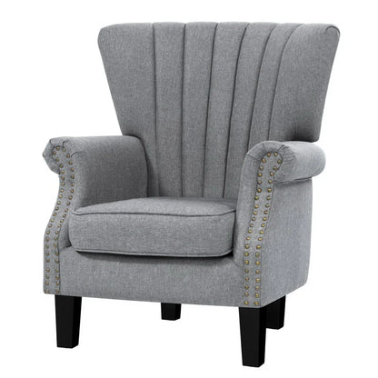 Artiss Armchair Wingback Grey Andrew - Mekamart Australia