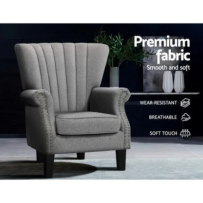Artiss Armchair Wingback Grey Andrew - Mekamart Australia