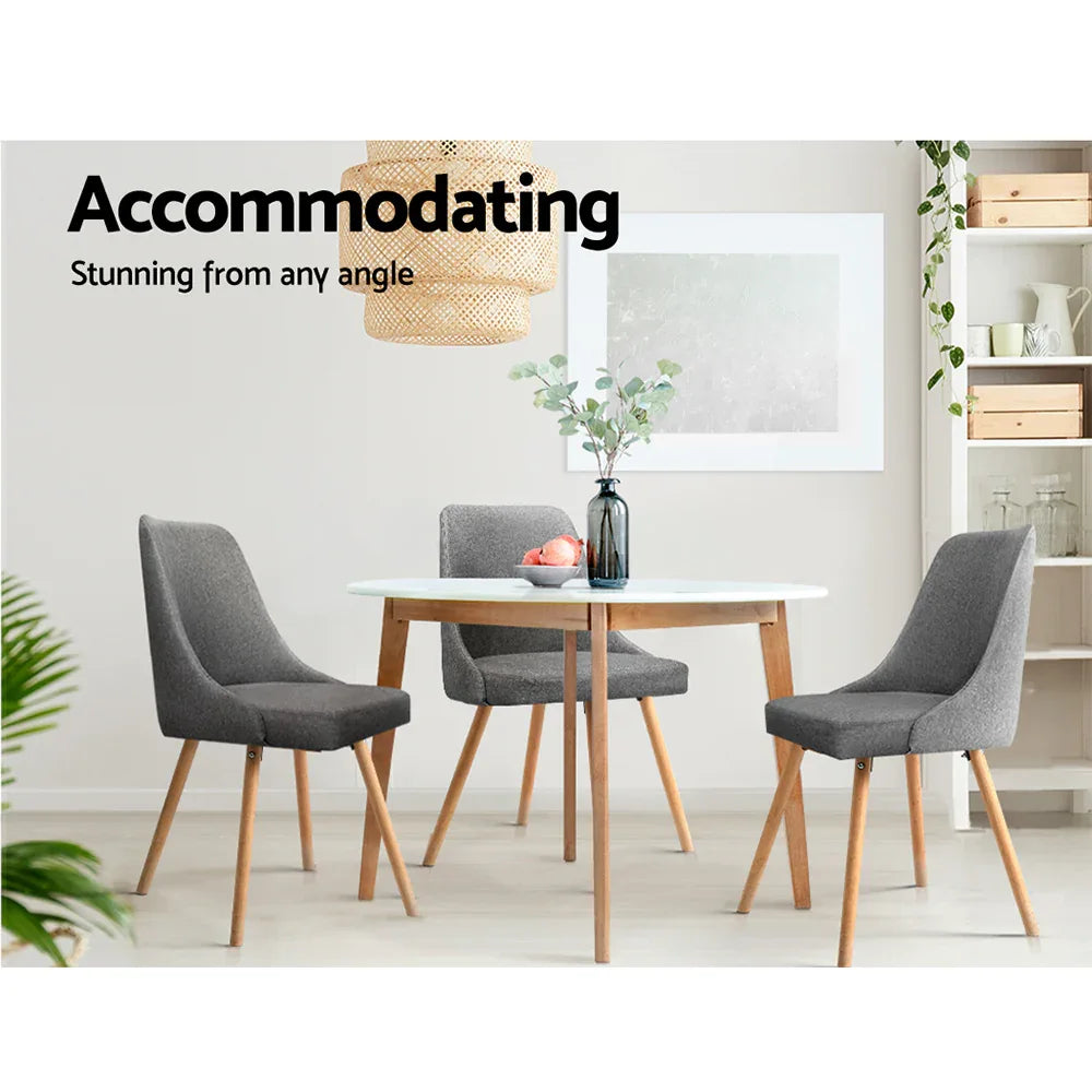 Artiss Dining Chairs Set of 2 Fabric Wooden Grey - Mekamart Australia