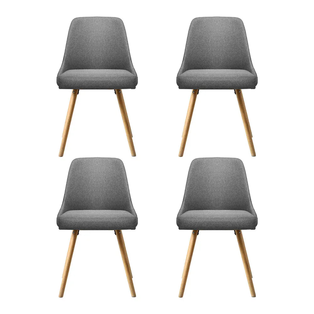 Artiss Dining Chairs Set of 4 Fabric Wooden Grey - Mekamart Australia