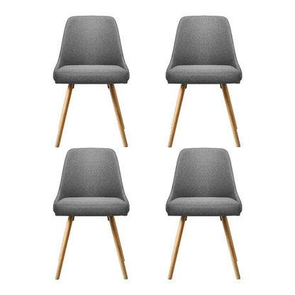 Artiss Dining Chairs Set of 4 Fabric Wooden Grey - Mekamart Australia