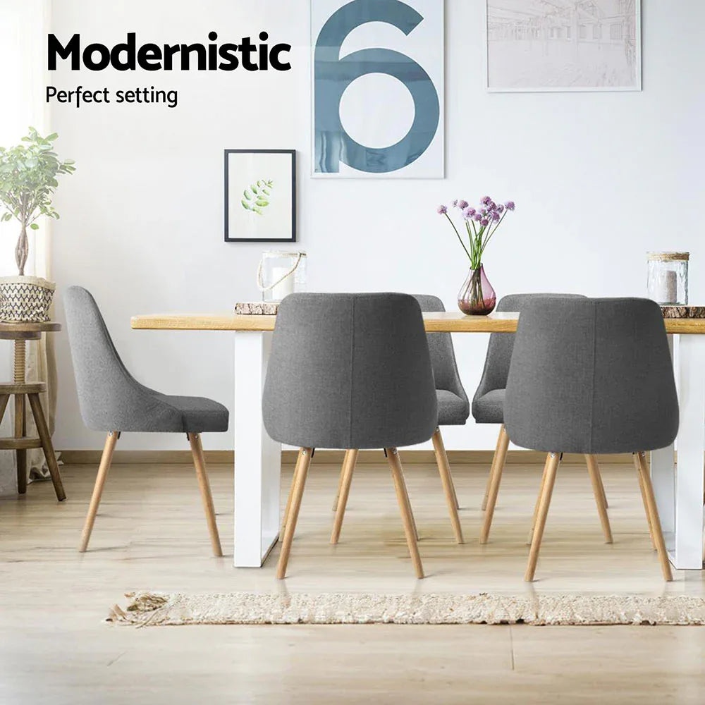 Artiss Dining Chairs Set of 4 Fabric Wooden Grey - Mekamart Australia