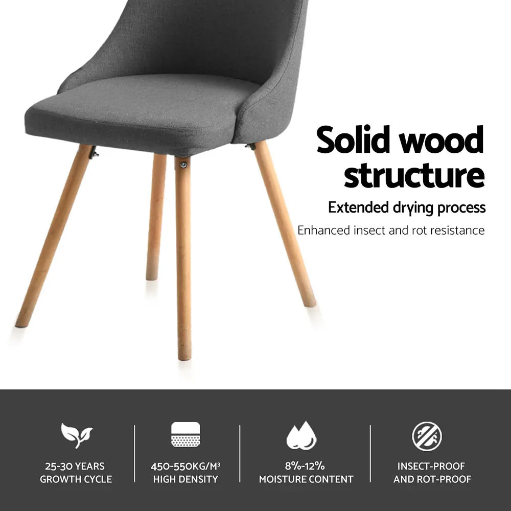 Artiss Dining Chairs Set of 4 Fabric Wooden Grey - Mekamart Australia