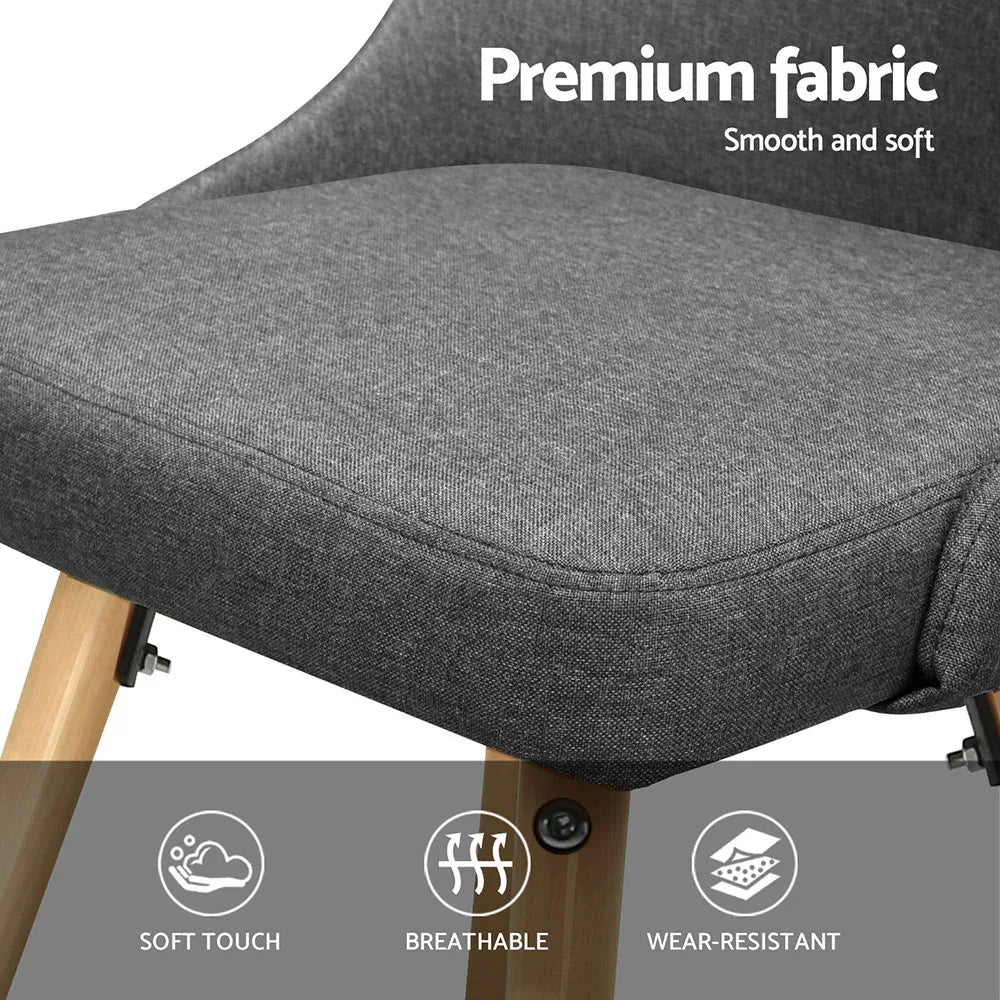 Artiss Dining Chairs Set of 4 Fabric Wooden Grey - Mekamart Australia