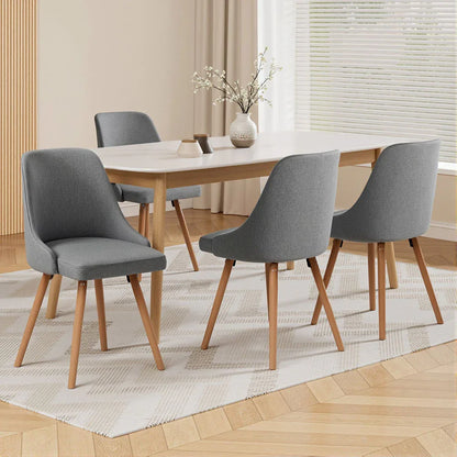 Artiss Dining Chairs Set of 4 Fabric Wooden Grey - Mekamart Australia