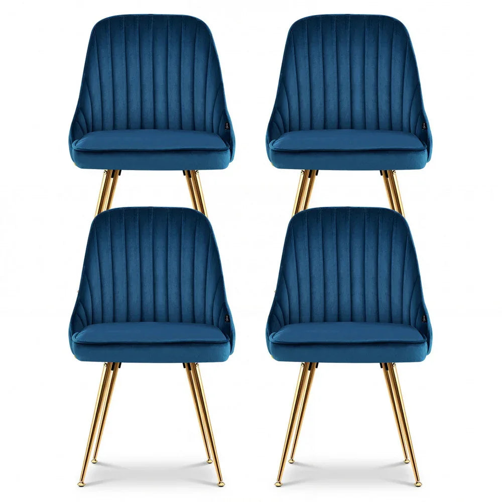 Artiss Dining Chairs Set of 4 Velvet Channel Tufted Blue - Mekamart Australia