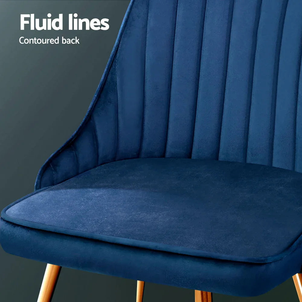 Artiss Dining Chairs Set of 4 Velvet Channel Tufted Blue - Mekamart Australia