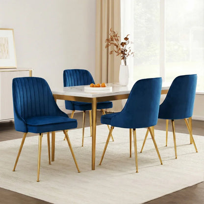 Artiss Dining Chairs Set of 4 Velvet Channel Tufted Blue - Mekamart Australia