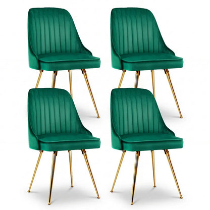 Artiss Dining Chairs Set of 4 Velvet Channel Tufted Green - Mekamart Australia