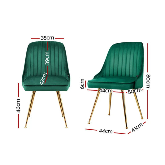 Artiss Dining Chairs Set of 4 Velvet Channel Tufted Green - Mekamart Australia