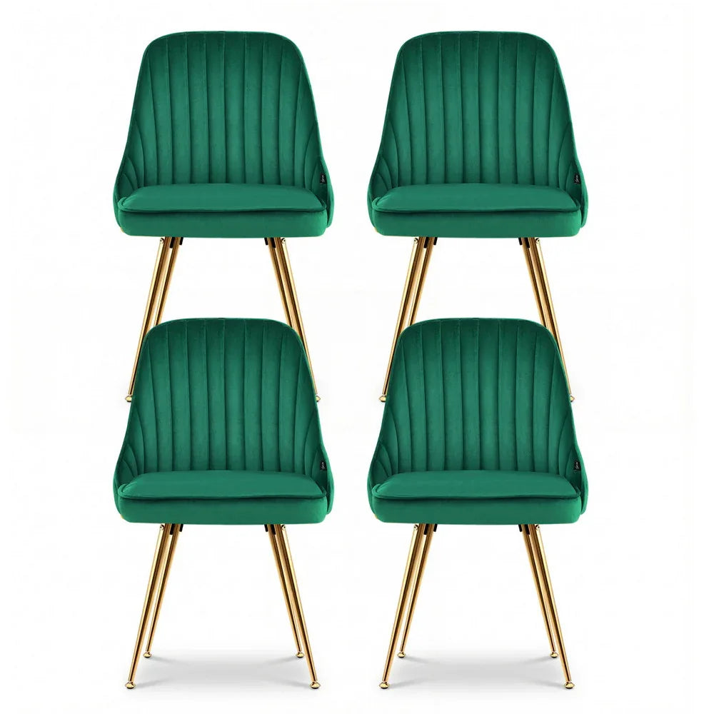 Artiss Dining Chairs Set of 4 Velvet Channel Tufted Green - Mekamart Australia