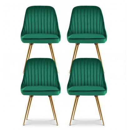 Artiss Dining Chairs Set of 4 Velvet Channel Tufted Green - Mekamart Australia