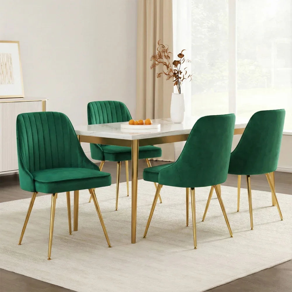 Artiss Dining Chairs Set of 4 Velvet Channel Tufted Green - Mekamart Australia