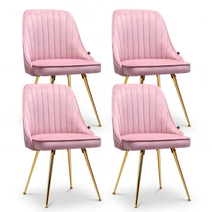 Artiss Dining Chairs Set of 4 Velvet Channel Tufted Pink - Mekamart Australia