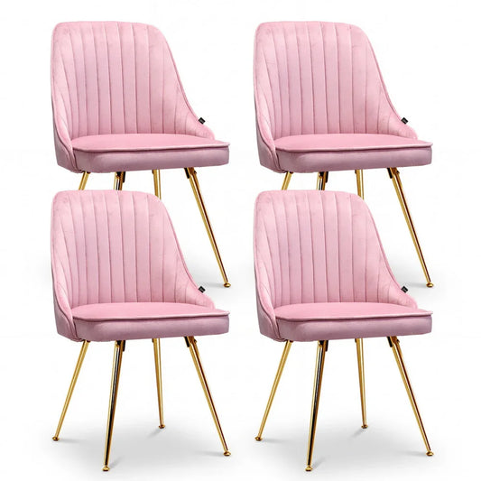 Artiss Dining Chairs Set of 4 Velvet Channel Tufted Pink - Mekamart Australia